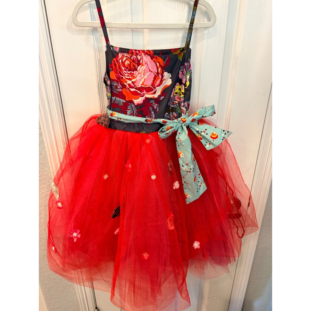 Moxie & Mabel Tulle Dress Red Floral Butterfly Sash Party Boutique Size 8